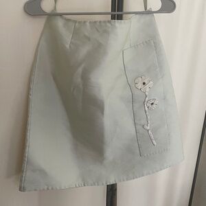 Prada Origami Floral Applique Skirt Mint Green